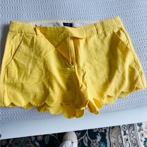 J. Crew High Waist Yellow Scalloped Shorts